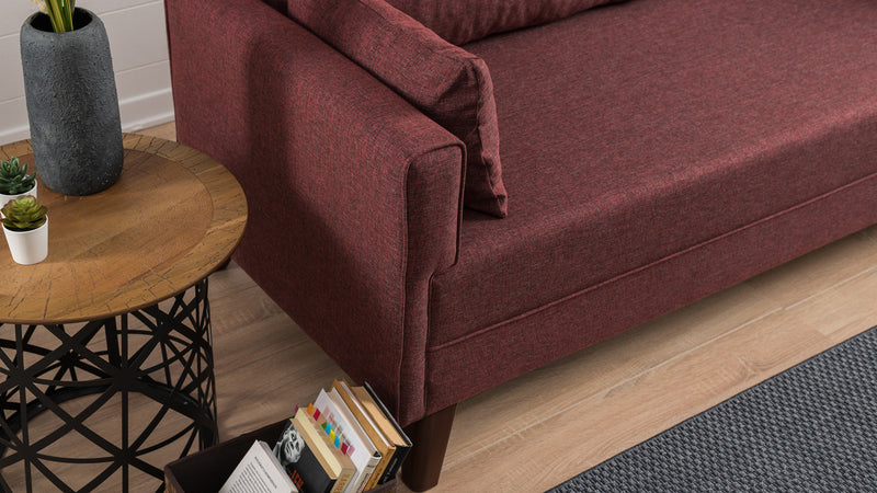 Divano letto a 3 posti rivestito in tessuto cm 208x81x85h - vari colori