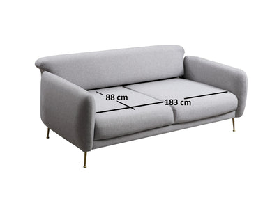 Divano letto moderno 3 posti in tessuto con gambe in metallo cm 214x98x85h - vari colori