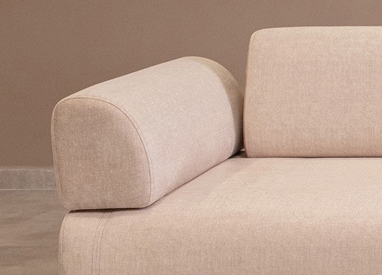 Divano letto 3 posti in tessuto beige schienali e braccioli removibili cm 220x90x80h