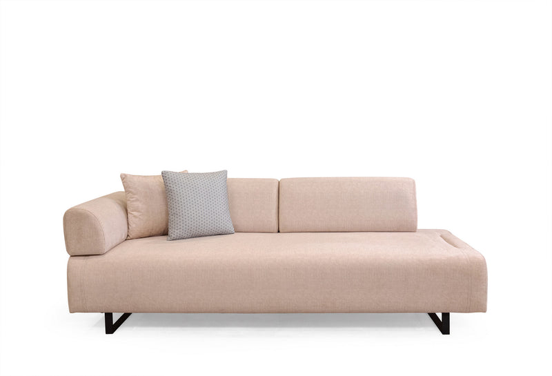 Divano letto 3 posti in tessuto beige schienali e braccioli removibili cm 220x90x80h