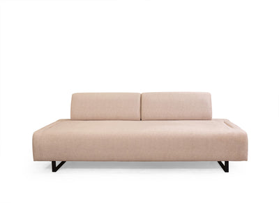 Divano letto 3 posti in tessuto beige schienali e braccioli removibili cm 220x90x80h