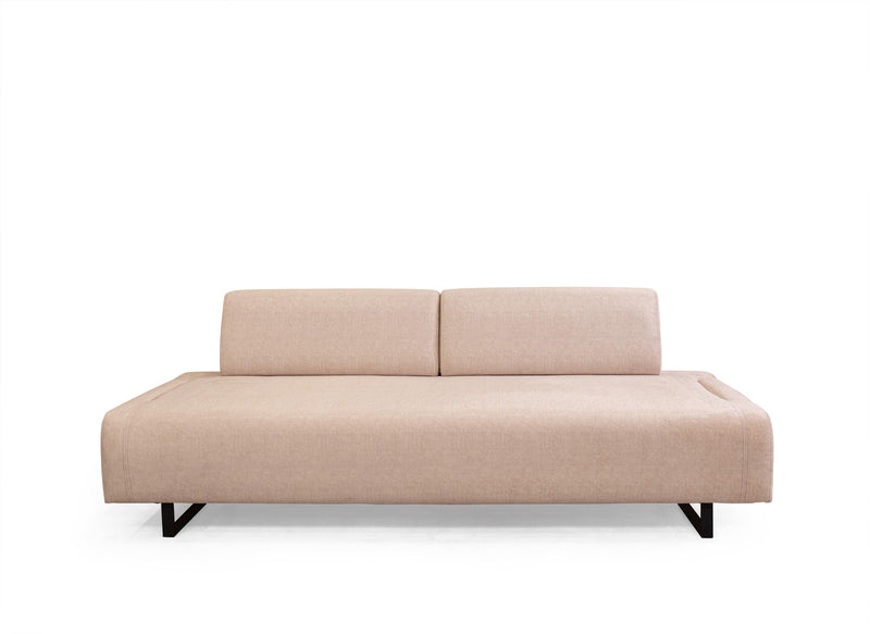 Divano letto 3 posti in tessuto beige schienali e braccioli removibili cm 220x90x80h