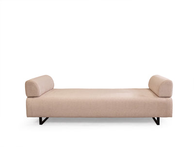 Divano letto 3 posti in tessuto beige schienali e braccioli removibili cm 220x90x80h