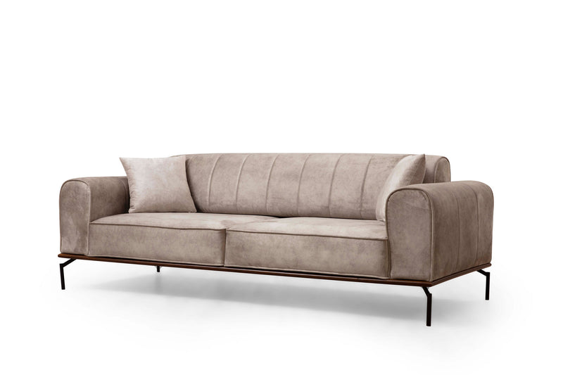 Divano soggiorno 3 posti trasformabile in letto in tessuto crema cm 230x78x92h