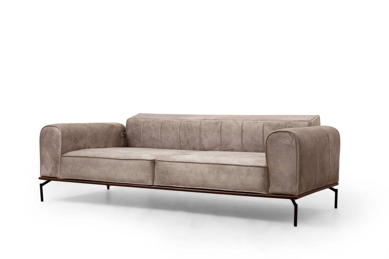 Divano soggiorno 3 posti trasformabile in letto in tessuto crema cm 230x78x92h