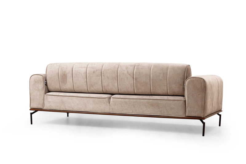 Divano soggiorno 3 posti trasformabile in letto in tessuto crema cm 230x78x92h