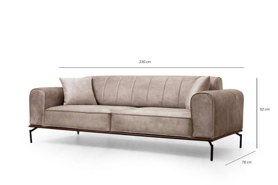 Divano soggiorno 3 posti trasformabile in letto in tessuto crema cm 230x78x92h