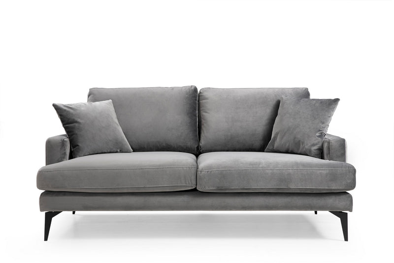 Divano design imbottito biposto rivestito in tessuto cm 175x88x90h - vari colori