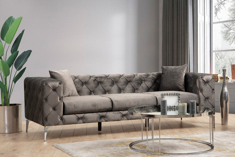 Divano a 3 posti imbottito con effetto capitonnè cm 237x90x73h - vari colori