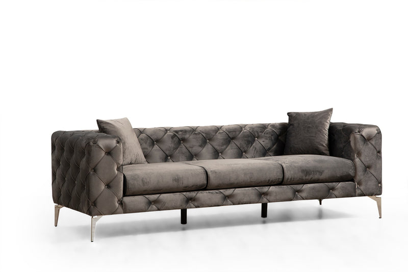 Divano a 3 posti imbottito con effetto capitonnè cm 237x90x73h - vari colori
