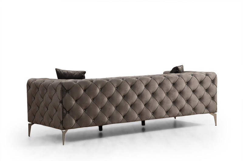 Divano a 3 posti imbottito con effetto capitonnè cm 237x90x73h - vari colori