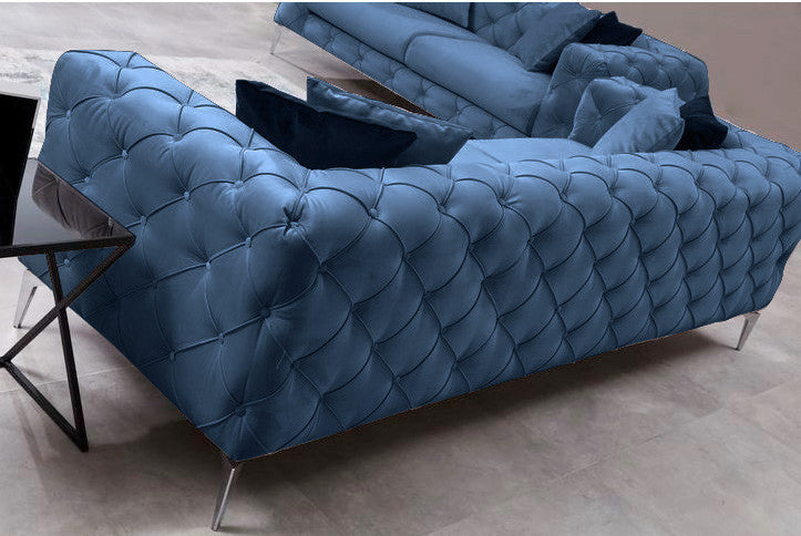 Divano a 3 posti imbottito con effetto capitonnè cm 237x90x73h - vari colori