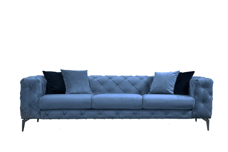 Divano a 3 posti imbottito con effetto capitonnè cm 237x90x73h - vari colori