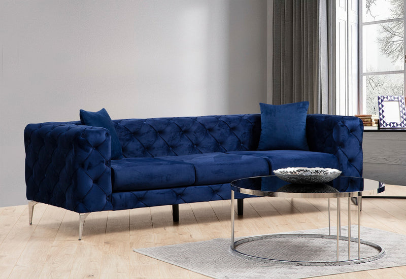 Divano a 3 posti imbottito con effetto capitonnè cm 237x90x73h - vari colori