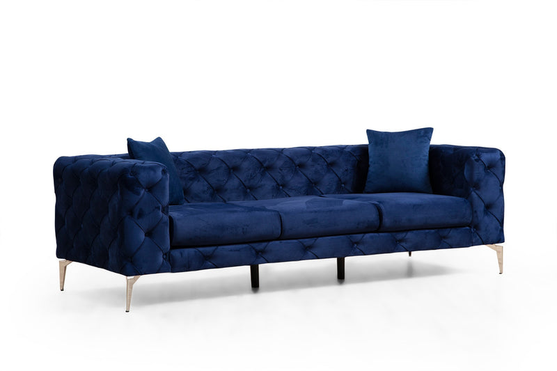Divano a 3 posti imbottito con effetto capitonnè cm 237x90x73h - vari colori