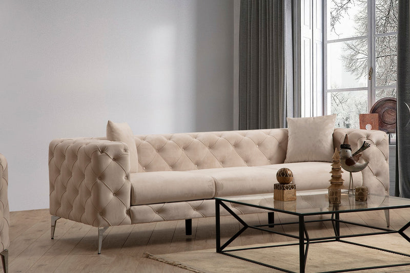 Divano a 3 posti imbottito con effetto capitonnè cm 237x90x73h - vari colori