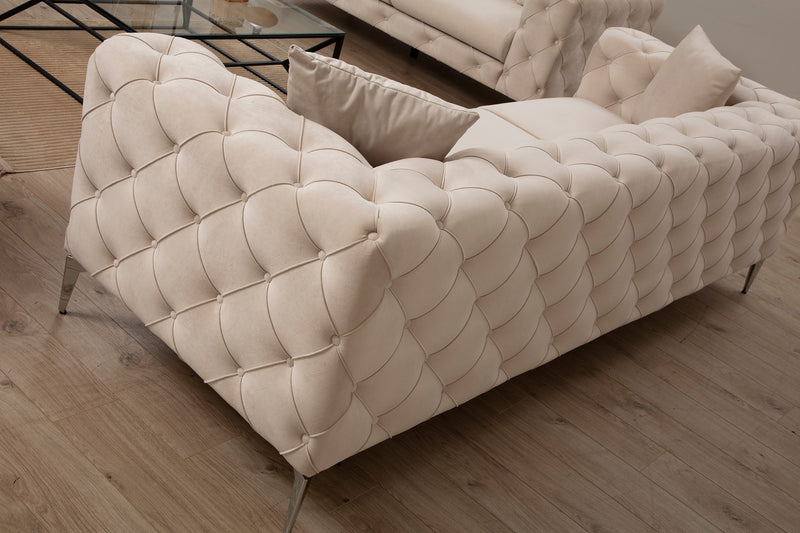Divano a 3 posti imbottito con effetto capitonnè cm 237x90x73h - vari colori