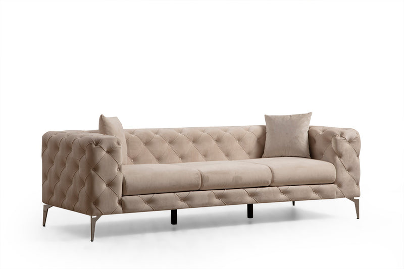 Divano a 3 posti imbottito con effetto capitonnè cm 237x90x73h - vari colori