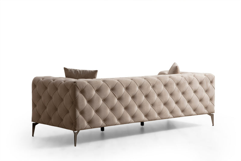Divano a 3 posti imbottito con effetto capitonnè cm 237x90x73h - vari colori