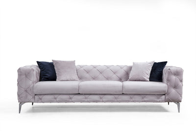 Divano a 3 posti imbottito con effetto capitonnè cm 237x90x73h - vari colori