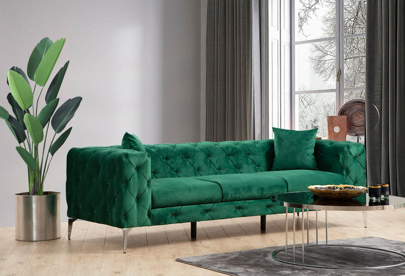 Divano a 3 posti imbottito con effetto capitonnè cm 237x90x73h - vari colori