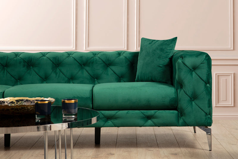 Divano a 3 posti imbottito con effetto capitonnè cm 237x90x73h - vari colori