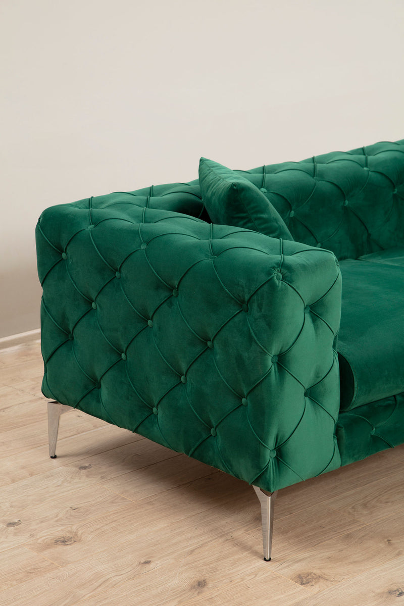 Divano a 3 posti imbottito con effetto capitonnè cm 237x90x73h - vari colori