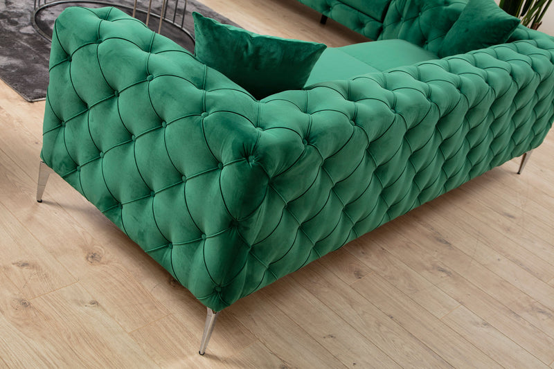 Divano a 3 posti imbottito con effetto capitonnè cm 237x90x73h - vari colori