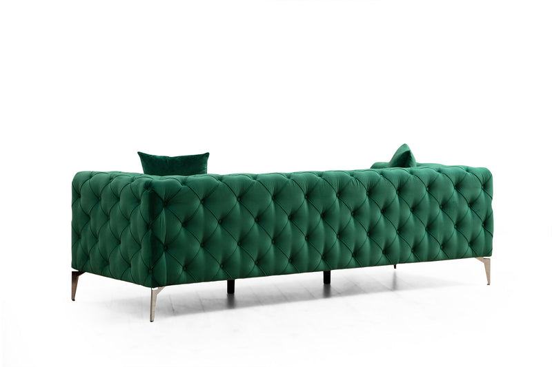 Divano a 3 posti imbottito con effetto capitonnè cm 237x90x73h - vari colori