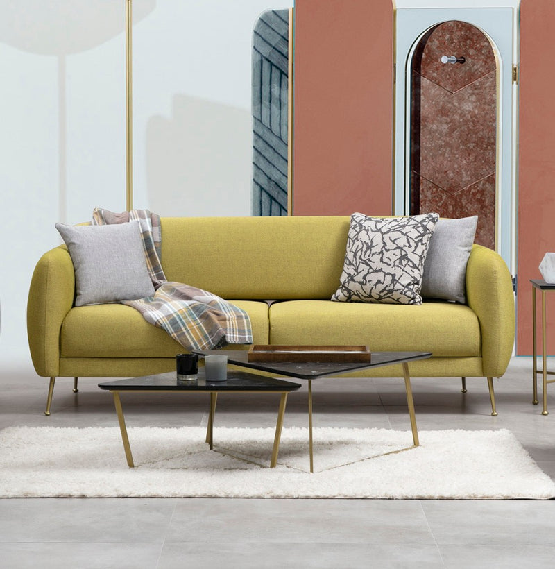 divano moderno trasfromabile in letto 3 posti in tessuto colore giallo schienale movibile