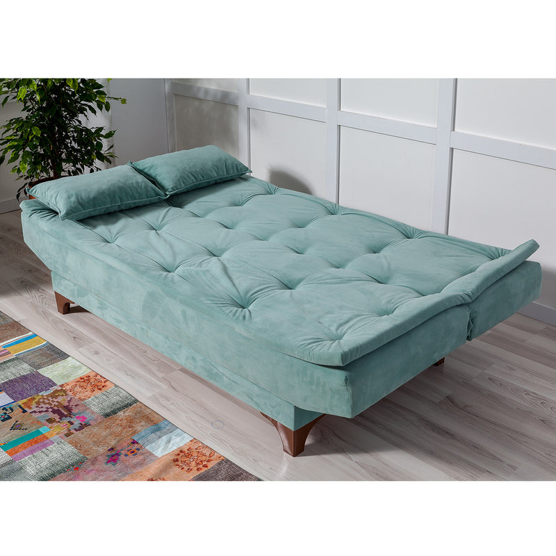 Divano moderno senza braccioli 3 posti trasformabile in letto cm 190x85x85h - vari colori