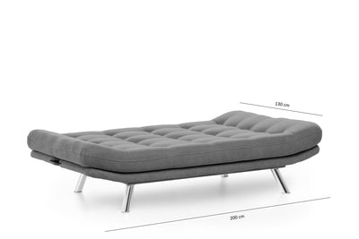 Divano living moderno 3 posti in tessuto grigio trasformabile in letto cm 200x105x95h