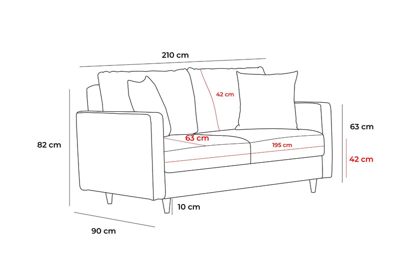 Divano moderno 3 posti trasformabile in letto in tessuto antracite cm 210x90x82h