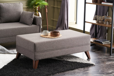 Divano letto angolare moderno con penisola rivestito in tessuto cm 205x140x85h - vari colori