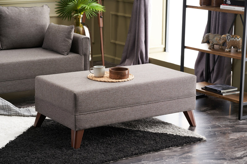 Divano letto angolare moderno con penisola rivestito in tessuto cm 205x140x85h - vari colori