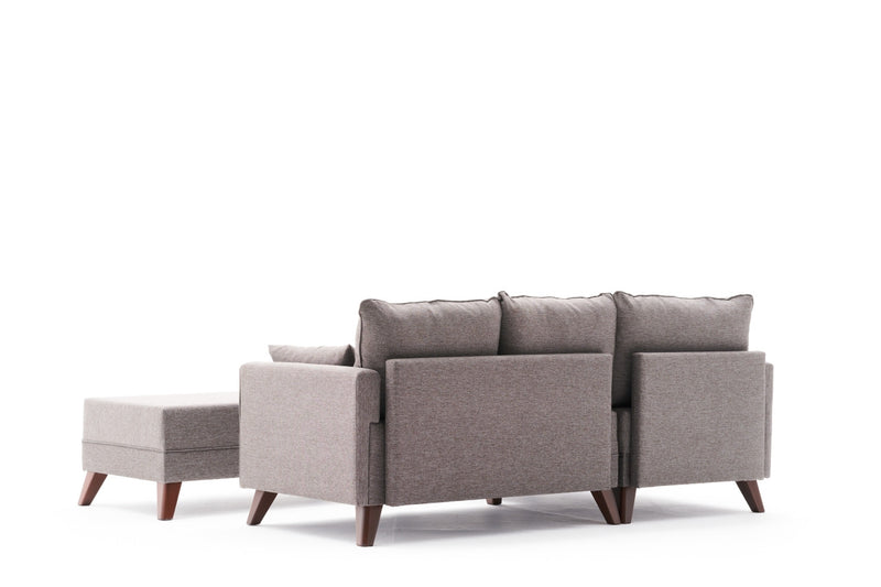 Divano letto angolare moderno con penisola rivestito in tessuto cm 205x140x85h - vari colori
