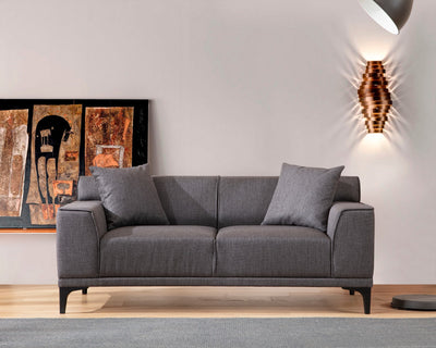 divano da soggiorno moderno 2 posti in tessuto antracite