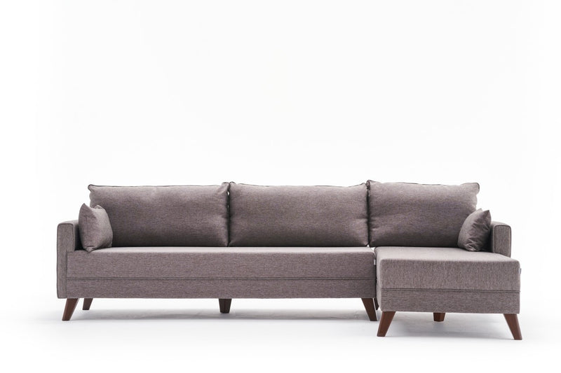 Divano imbottito moderno con penisola rivestito in tessuto cm 275x165x85h - vari colori
