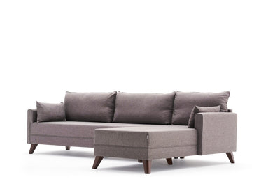 Divano imbottito moderno con penisola rivestito in tessuto cm 275x165x85h - vari colori