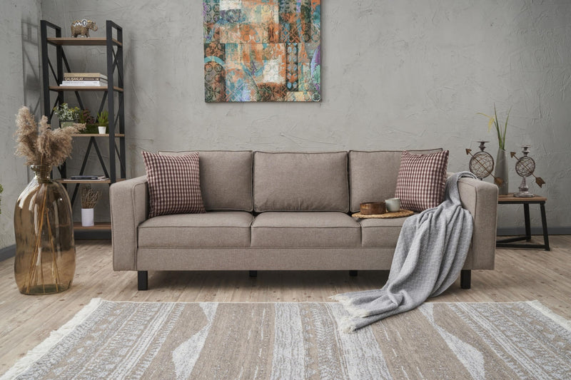divano moderno da salotto imbottito rivestito in tessuto crema 