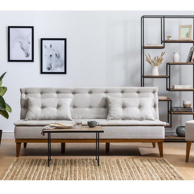 Divano senza braccioli moderno da 3 posti rivestito in tessuto cm 180x80x78h - vari colori
