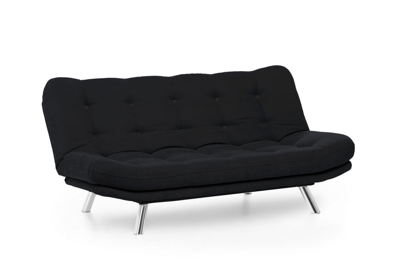 Divano 3 posti schienale reclinabile trasformabile in letto colore nero cm 200x105x95h