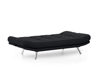 Divano 3 posti schienale reclinabile trasformabile in letto colore nero cm 200x105x95h