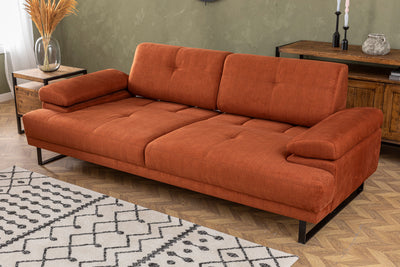 Divano letto moderno 3 posti con schienale mobile in tessuto cm 239x99x83h - vari colori