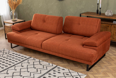 Divano letto moderno 3 posti con schienale mobile in tessuto cm 239x99x83h - vari colori