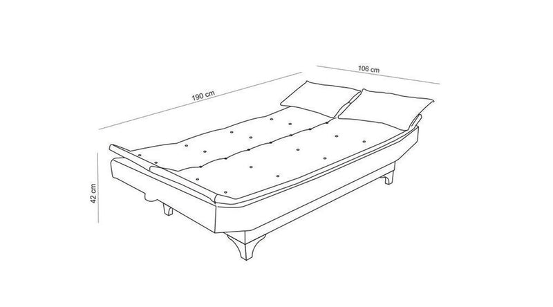 Divano moderno senza braccioli 3 posti trasformabile in letto cm 190x85x85h - vari colori