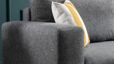 Divano living 3 posti moderno rivestito in tessuto grigio cm 220x82x87h