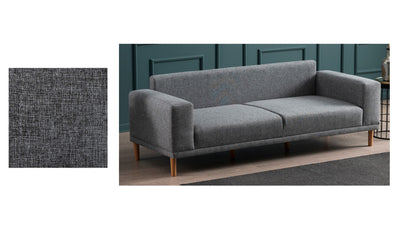 Divano living 3 posti moderno rivestito in tessuto grigio cm 220x82x87h