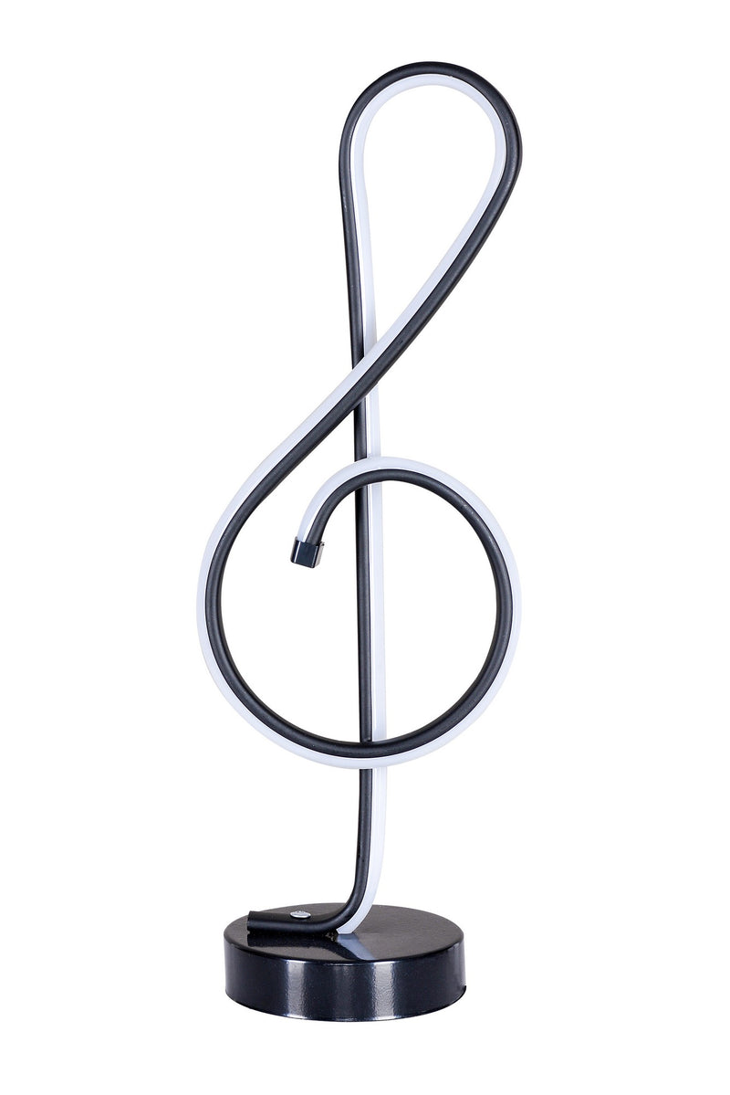 Lampada da tavolo a led multicolore chiave musicale in alluminio nero cm 16x12x47h