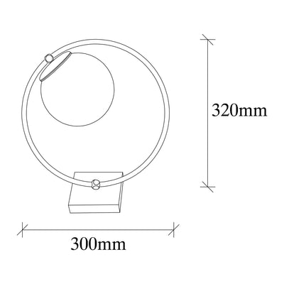 Lampada abat jour da comodino in metallo nero paralume a sfera cm 30x15x32h